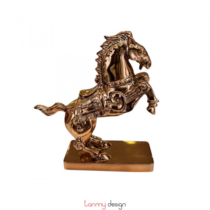 Horse statue-" HÍ PHÙ THIÊN "- Stone powder, Bronze plated